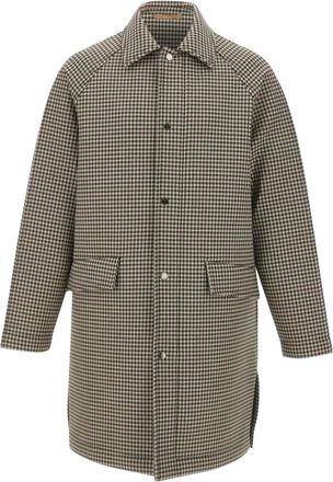 Paolo Pecora Geruite jas met shirtkraag - Bruin