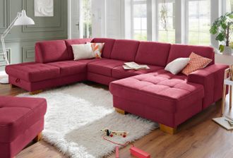 HOME AFFAIRE Wohnlandschaft »Puccini U-Form« mit Federkern, Sitztiefenverstellung, Kontrastnaht