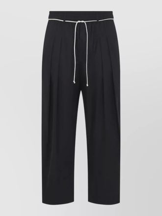 Mordecai drawstring cropped wide leg pleated trousers