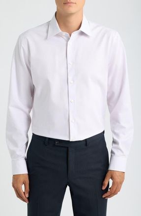 Nordstrom Trim Fit Pinstripe Premium Non-Iron Cotton Dress Shirt in Lilac Emilio Dobby at Nordstrom, Size 18.5