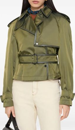 Burberry Jack met leren afwerking en drukknopen - Groen