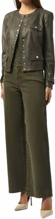 Joseph Ribkoff Classic Wide-Leg Stretch Denim Jeans In Olive