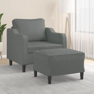 vidaXL Sill&oacute;n Con Taburete Tela Gris Oscuro 60 Cm Vidaxl