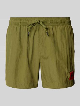 HUGO BOSS Regular Fit Badehose mit Label-Patch Modell DOMINICA in Khaki, Größe S