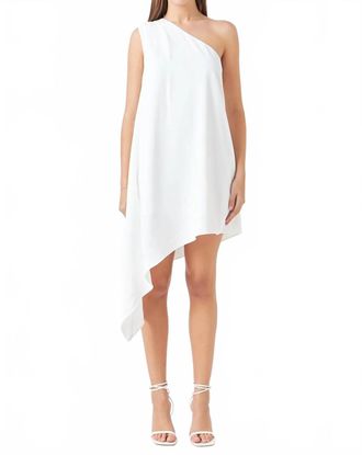 English Factory Womens Shoulder Pintucked Asymmetrical Mini Dress In White