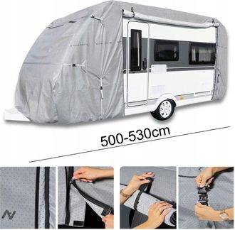 OEM Funda Para Caravana 500-530, 4 Capas + 6 Cinturones, Color Ingl&eacute;s