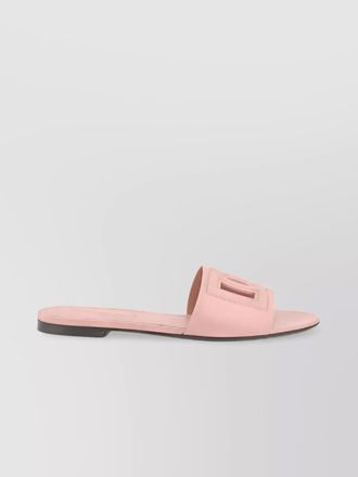 Dolce & Gabbana leather logo-embellished flat slides