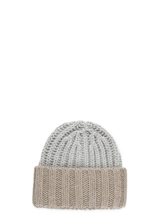 Barna Cashmere Grey Cashmere Ribbed Beanie