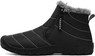 Generic Mens Waterproof Snow Shoes Ankle Boots With Fur Lining Outdoor Walking Shoes For Hiking Winter Sneakers With Side Zipper(Black,10.5 UK)
