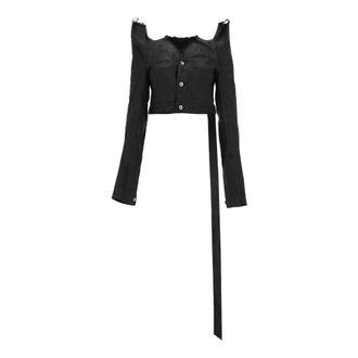 Rick Owens Light Jackets, female, Black, Size: S Giacca in Denim - Tec Trucker