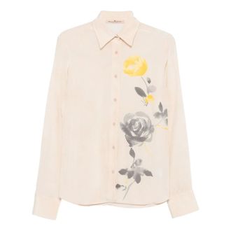 Ermanno Scervino Shirts, female, Multicolor, Size: XS Floral-print Silk Shirt