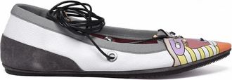 Dove Nuotano Gli Squali Multicolor Artistry Laced Ankle Leather Ballet Flats