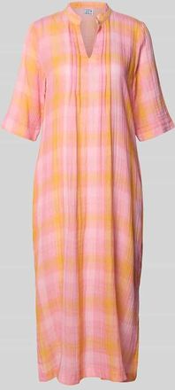 Emily van den Bergh Relaxed Fit Midikleid mit Tunika-Kragen in Pink, Gr&ouml;&szlig;e 36