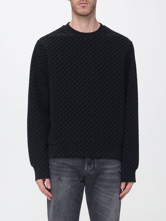 Emporio Armani Monogram Print Cotton Blend Jumper with Dropped Shoulders