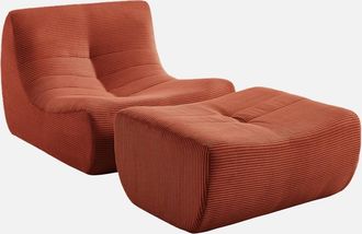 Sweeek Sill&oacute;n Envasado Al Vac&iacute;o De Terciopelo De Pana Fina Con Reposapi&eacute;s