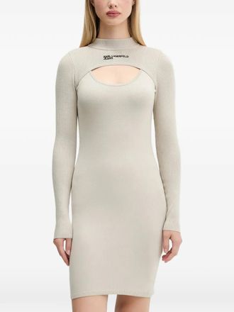 Karl Lagerfeld Mini-jurk met lange mouwen en uitgesneden details - Beige