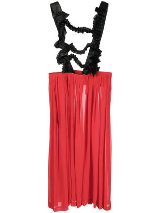 Comme Des Gar&ccedil;ons dungarees-style asymmetric midi dress - Red