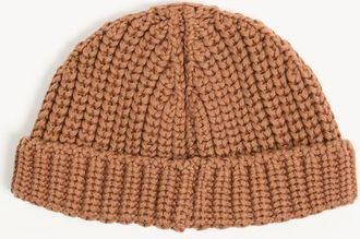 Valentino Garavani Beanie Knitted Vlogo Signature in cotone Uomo CAMMELLO UNI