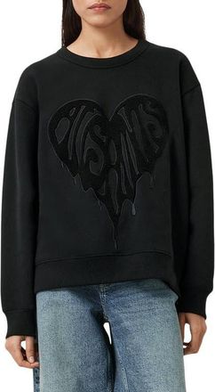 AllSaints Trip Piper Cotton Sweatshirt in Black at Nordstrom, Size Medium
