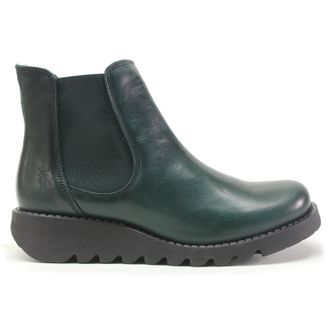 FLY London SALV Rug Leather Womens Slip On Boots - Petrol Petrol - Size:UK 4