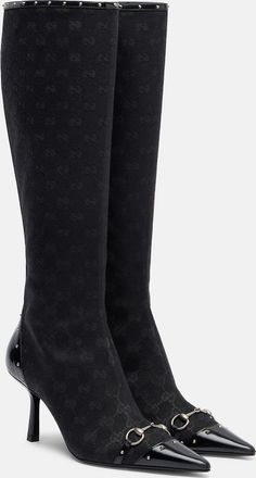 Gucci Savoy Horsebit GG canvas knee-high boots