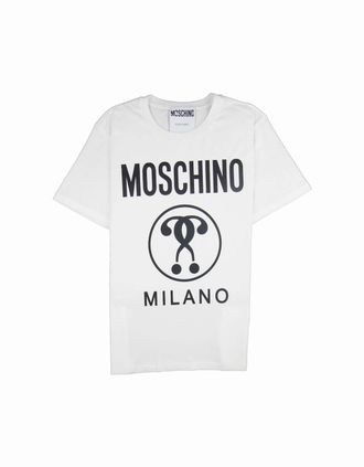 Moschino Mens Moschino Couture Double Question Mark Jersey T-shirt White - Size: 50
