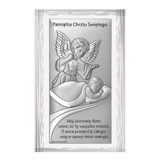 OEM Imagen Plateada De Un &Aacute;ngel, Recuerdo Del Santo Bautismo De Un Ni&ntilde;o, 6727f, 9 X 14 Cm
