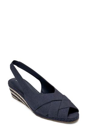 Aerosoles Roberta Linen Slingback Espadrille Wedge Sandal in Navy Linen at Nordstrom, Size 6.5