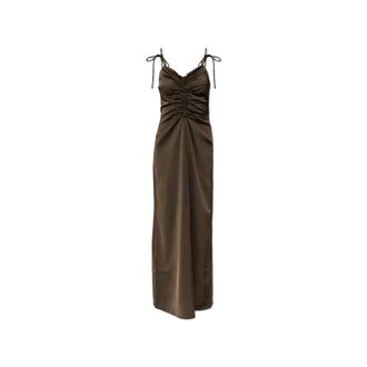 Rotate Satin Slip Dress - Dames - Feestkleedjes - Groen - M - Polyester - Kleedjes