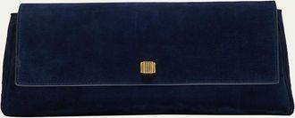 Khaite Audrey Flap Suede Clutch Bag