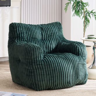 STILVORA Pouf A Sacco Ergonomico In Velluto A Coste Con Seduta In Schiuma, Non Sfoderabile, Verde, 100 X 94 X 70 Cm
