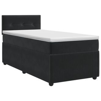vidaXL Letto Box Spring Con Materasso Nero 100 X 200 Cm Velluto Vidaxl