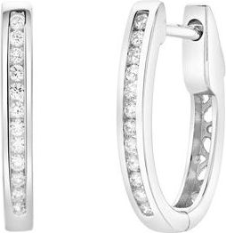 LuvMyJewelry Florisse Channel-Set Diamond Huggie Hoop Earrings in 14K Gold in 14K White Gold at Nordstrom