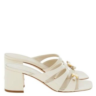 Ferragamo Vernice Leather Block-Heel Sandals, Size 7 C