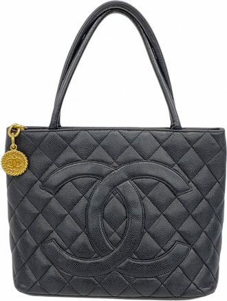 Chanel Black Grained Calfskin Tote Bag (Pre-Owned)
