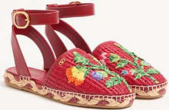 Valentino Garavani Sandalo Bribri In Rafia Con Ricamo Floreale Donna MULTICOLOR 37