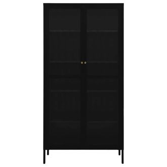 Berkfield Home Durable Display Cabinet Black 90x40x180 cm Steel & Tempered Glass | Size: 90 x 40 x 180 cm