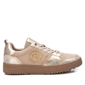 Xti Womens Leather Trainers Sneakers In Beige