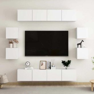 vidaXL 8 Piece TV Cabinet Set White Engineered Wood vidaXL