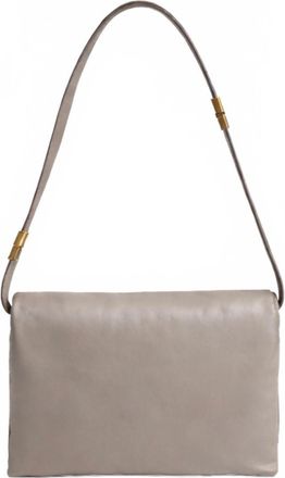 Marni Womens Prism Leather Large Shoulder Bag In Cork Beige