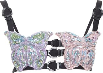 Versace rare VERSACE Dua Lipa 2023 Vacanza Runway crystal butterfly bondage bra IT36 XXS