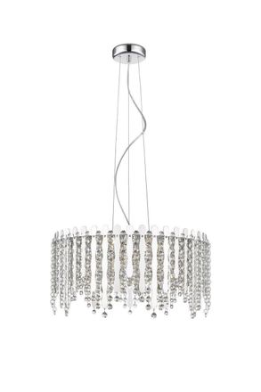 Netlighting Belize 6 Light LED Chrome Crystal Pendant Ceiling Light in Grey