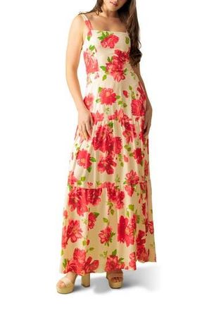 Flying Tomato Floral Print Maxi Dress in White Red at Nordstrom Rack, Size Small