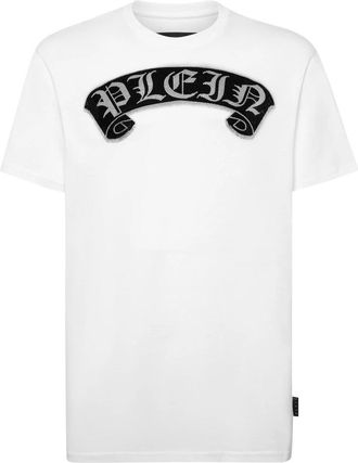 Philipp Plein T-shirt met ronde hals en kristallen - Heren - T-shirts - Wit - XL - Katoen - Tops