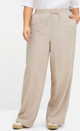 Sheego Webhose SHEEGO, Damen, Gr. 40, Normalgr&ouml;ssen, beige, 70% Viskose, 30% Leinen, unifarben, Hosen Webhose