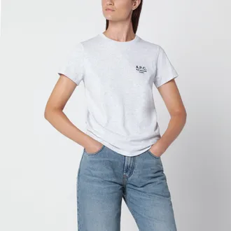 A.P.C. T-shirt grigia in cotone con ricamo