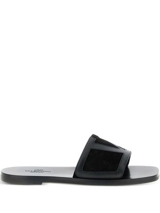 Valentino Garavani Viva Superstar leren slippers - Zwart
