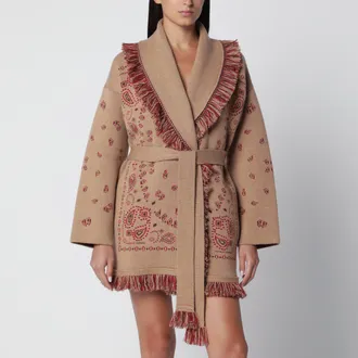 Alanui Bandana jacquard cardigan in beige