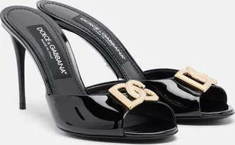 Dolce & Gabbana DG patent leather mules