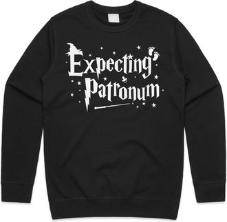 Sanfran Clothing Expecting Patronum Top Funny Expecto Potter Pregnancy Reveal Jumper Sweater Large/Black